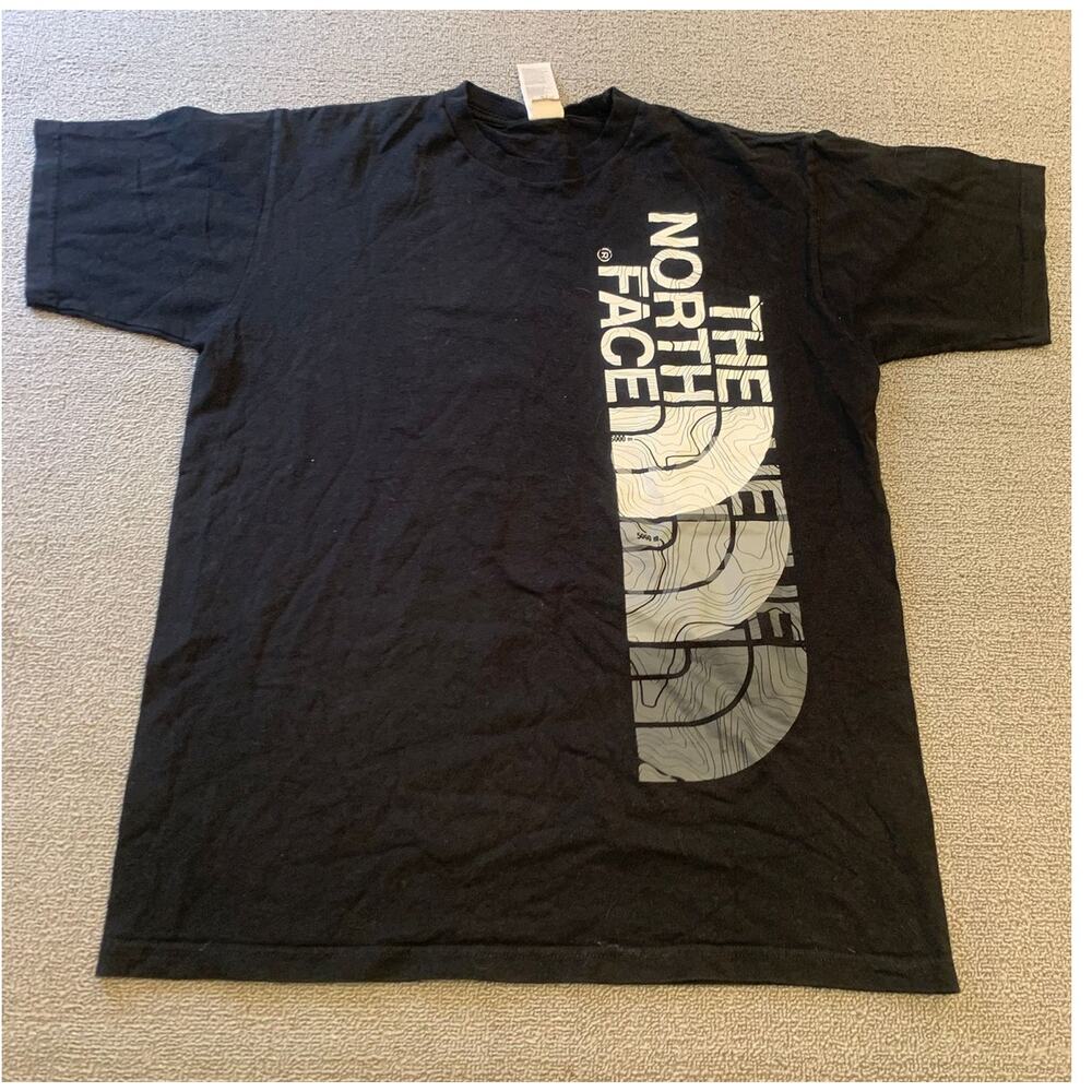 THE NORTH FACE Men's T-Shirt Tee M Black Half Dome Contour Map Graphic Logo